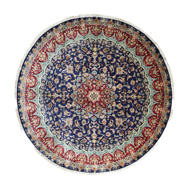 The Sapphire Shine Wool & Touch Silk Round Rug - Arrant Luxury